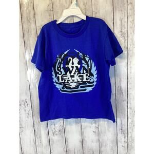 Youth Small Swan Lake 2024 Graphic T-Shirt Blue Short Sleeve Kids Tee